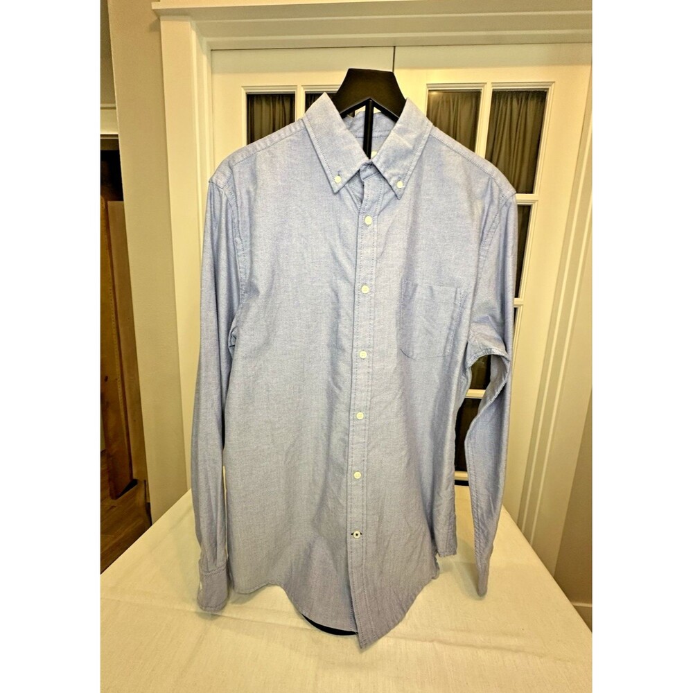 St Johns Bay Men's Dress Shirt Blue Oxford Long Sleeve Button Down Medium